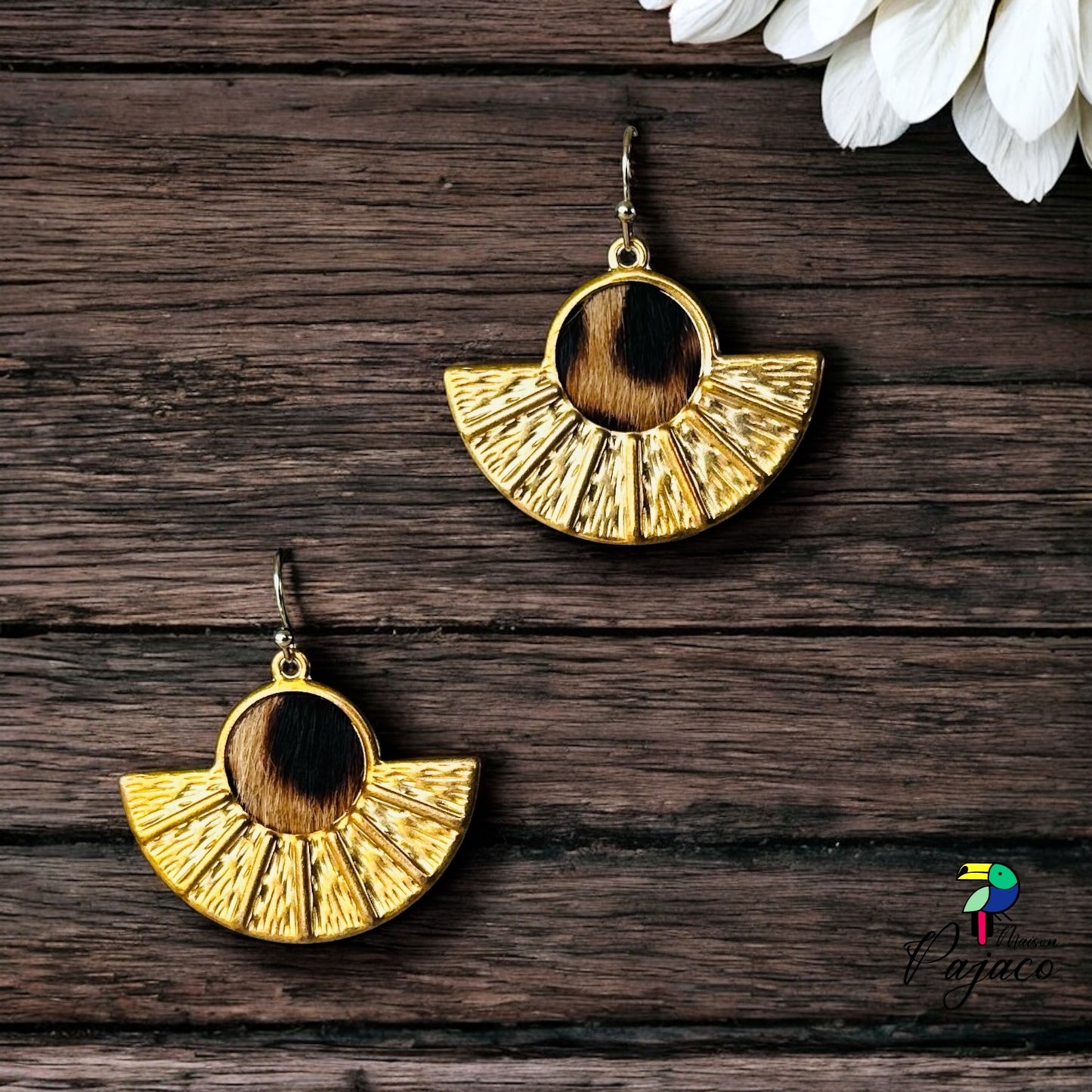 Boucles d'oreilles Eventail - Léopard
