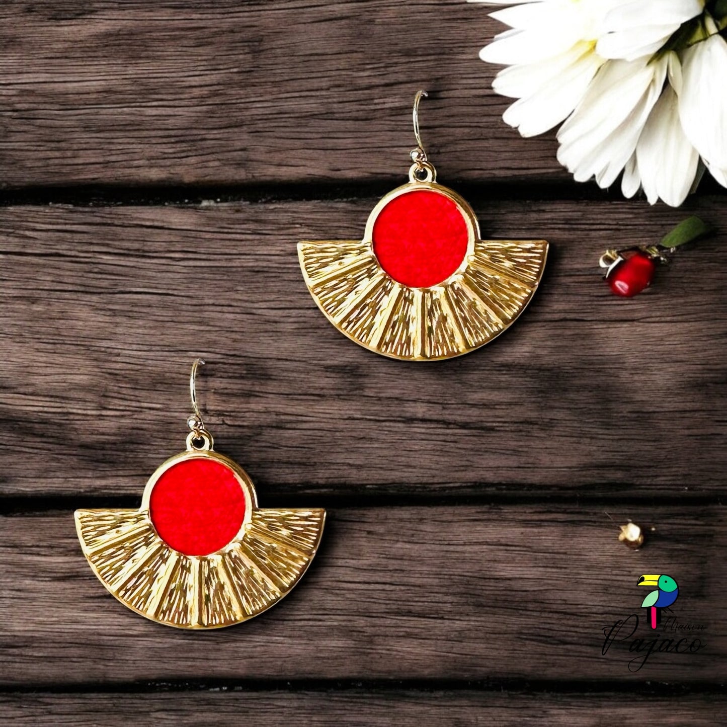 Boucles d'oreilles Eventail - Rouge