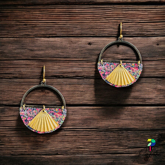 Boucles d'oreilles - Papyrus - Glitter corail / vert