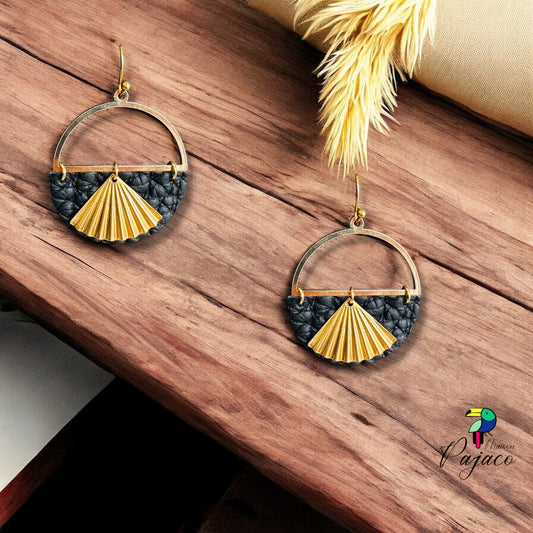 Boucles d'oreilles - Papyrus - Noir Mat