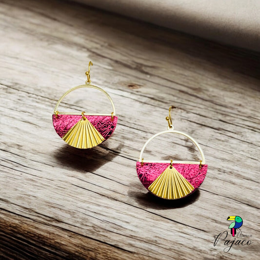 Boucles d'oreilles - Papyrus - Rose électrique