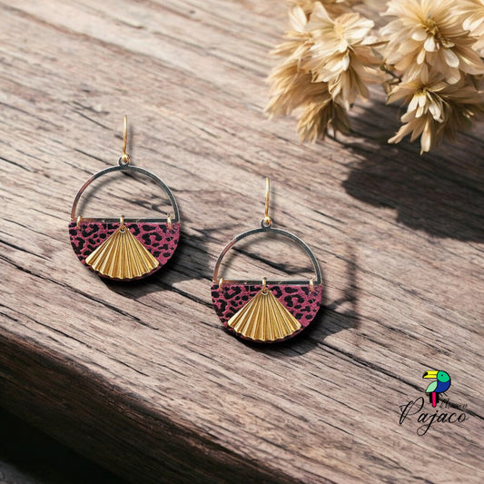 Boucles d'oreilles - Papyrus - Violet léopard