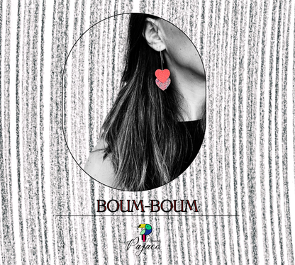 Boucles d'oreilles - BOOM BOOM - Corail et paillettes