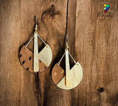 Boucles d’oreilles - 9 ¾ - marron et doré