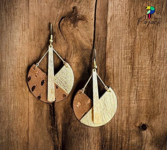 Boucles d’oreilles - 9 ¾ - marron et doré