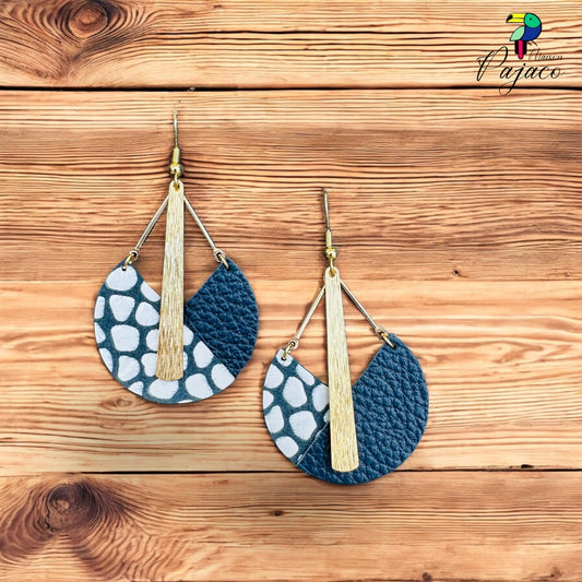 Boucles d’oreilles - 9 ¾ - Bleu navy et bleu moucheté