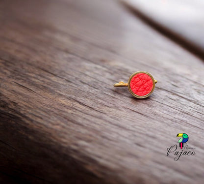 Bague dorée - Cuir corail