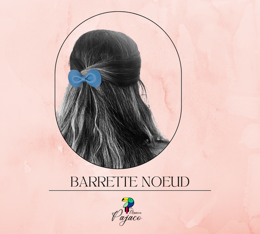 Barrette noeud en cuir - Bleu