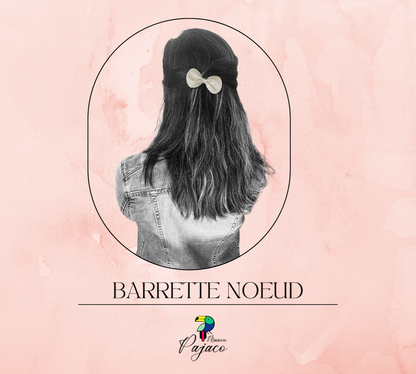 Barrette noeud en cuir - Doré beigé perforé
