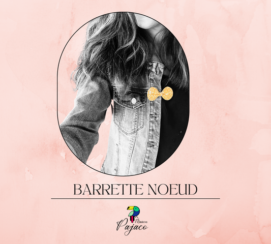 Barrette noeud en cuir - Jaune graou