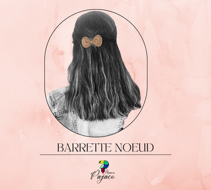 Barrette noeud en cuir - Marron gouttes cuivrées