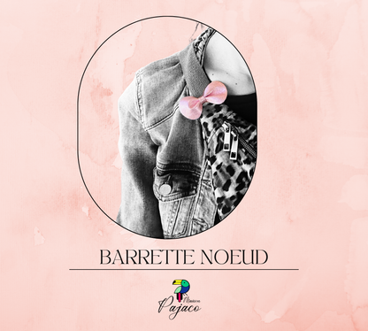 Barrette noeud en cuir - Rose