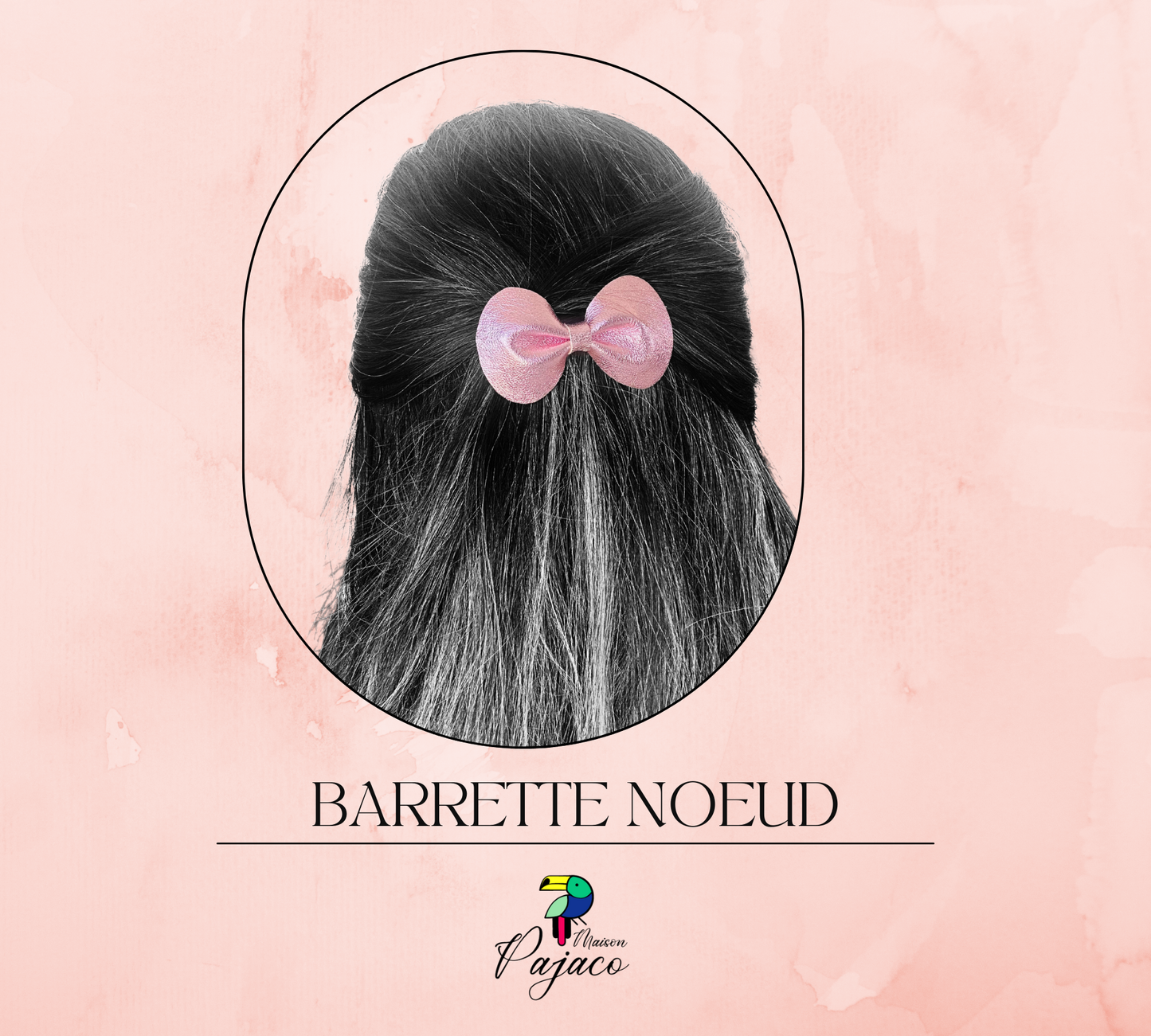 Barrette noeud en cuir - Rose