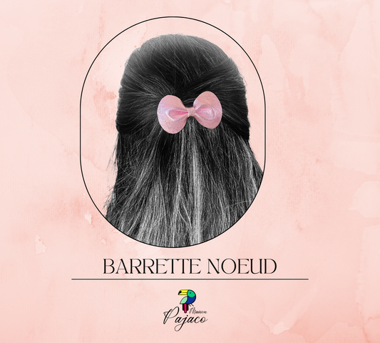 Barrette noeud en cuir - Rose