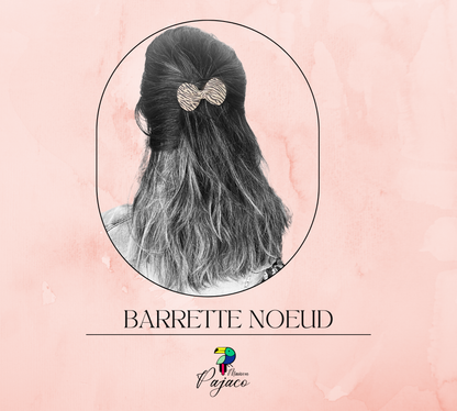 Barrette noeud en cuir - Zèbre