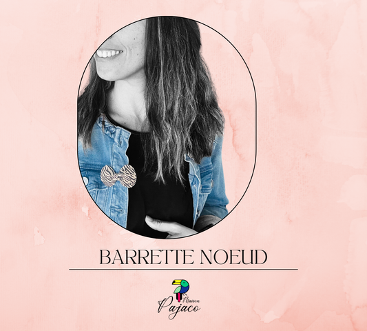 Barrette noeud en cuir - Zèbre