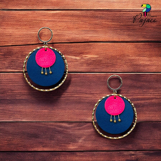 Boucles d'oreilles - Flores (3 cm) - Bleu et framboise