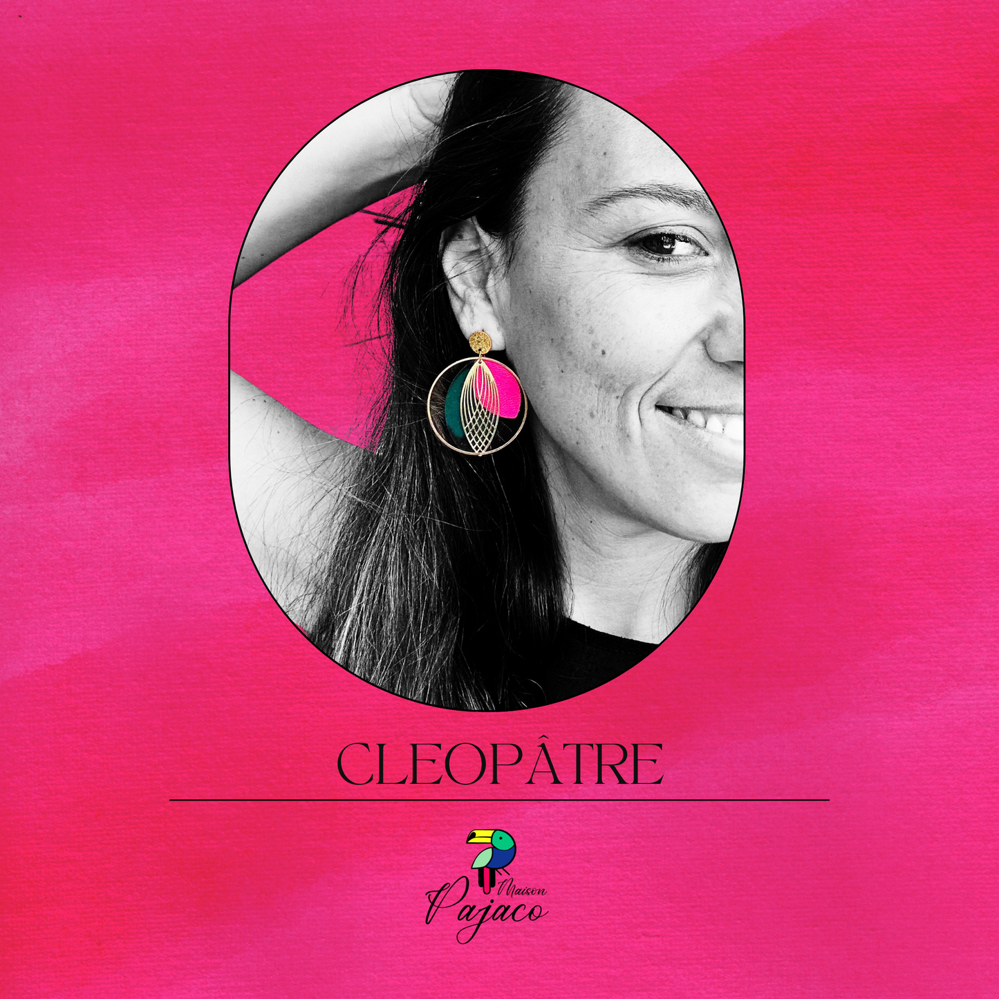 Boucles d'oreilles - Cléopâtre - Vert et rose
