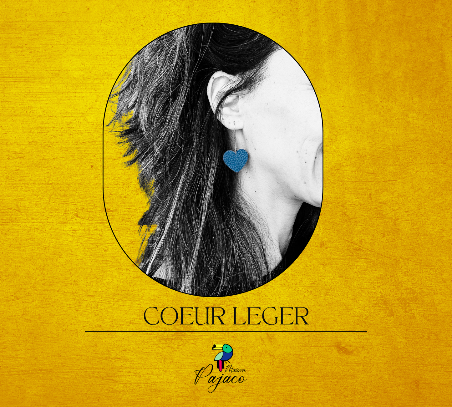 Boucles d'oreilles - Coeur léger - cuir bleu mat