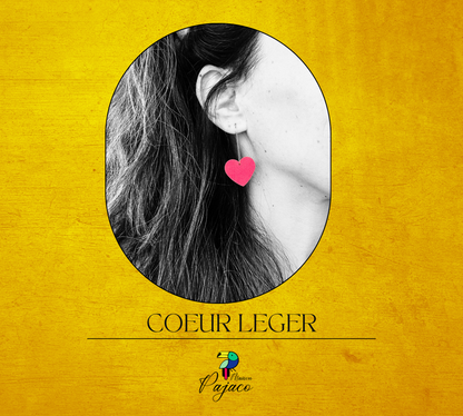 Boucle d'oreille - Coeur léger framboise