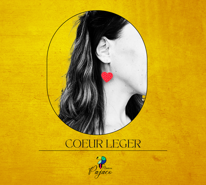 Boucle d'oreille - Coeur léger cuir rouge