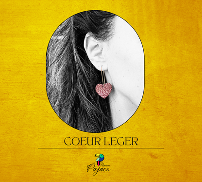 Boucle d'oreille - Coeur léger cuir violet léopard