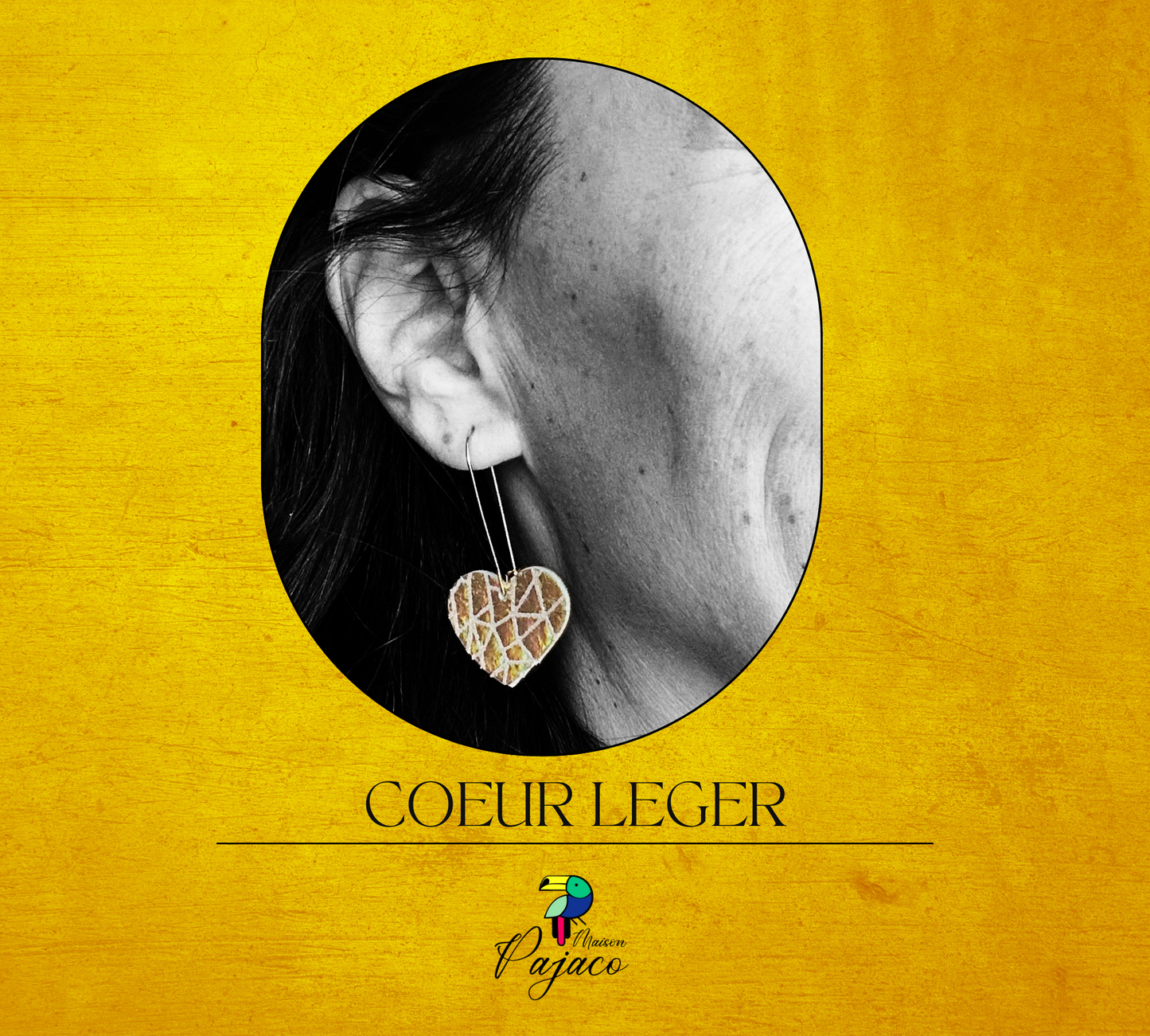 Boucle d'oreille - Coeur léger cuir or électro