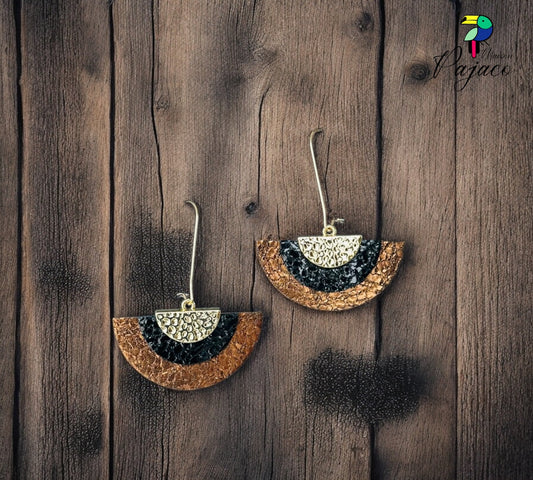 Boucles d'oreilles - Demi-lune noir & cuivré