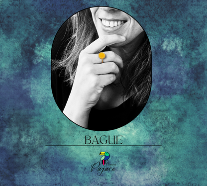 Bague dorée - Cuir jaune