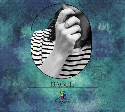 Bague dorée - Cuir doux vert