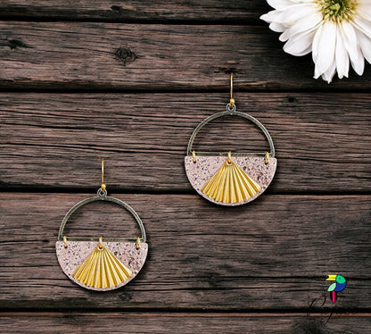 Boucles d'oreilles - Papyrus - Rose écru scintillant