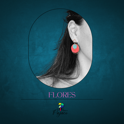 Boucles d'oreilles - Flores (3 cm) - Corail et turquoise