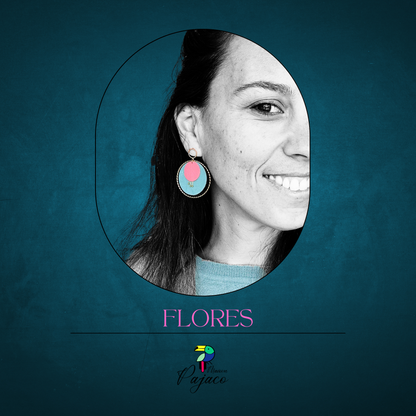Boucles d'oreilles - Flores (4 cm) - Turquoise et rose