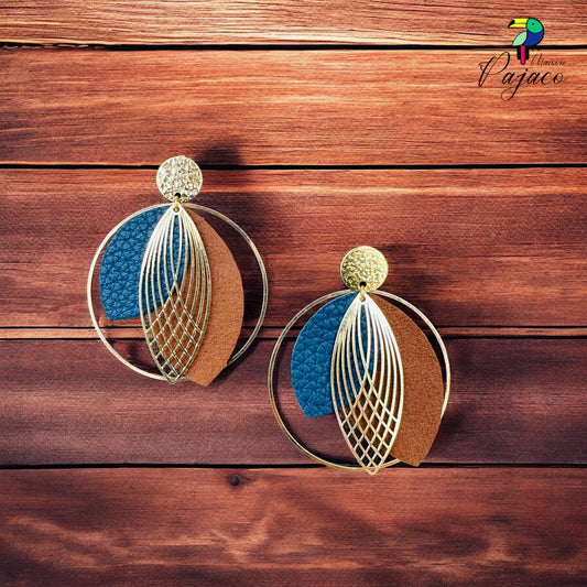 Boucles d'oreilles - Cléopâtre - Bleu et marron