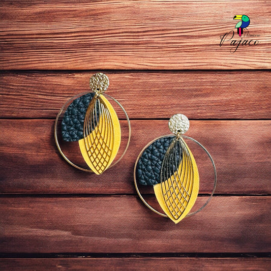 Boucles d'oreilles - Cléopâtre - Noir et jaune