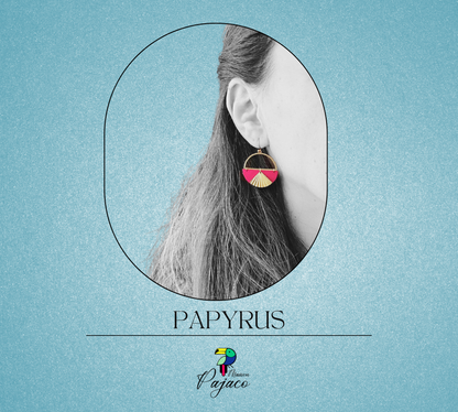 Boucles d'oreilles - Papyrus - Rose électrique