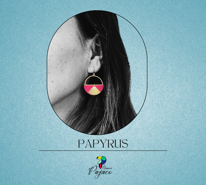 Boucles d'oreilles - Papyrus - Rose fushia