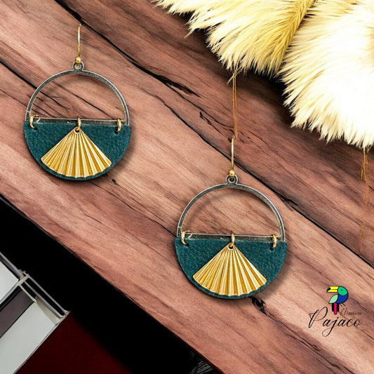 Boucles d'oreilles - Papyrus - Vert foncé