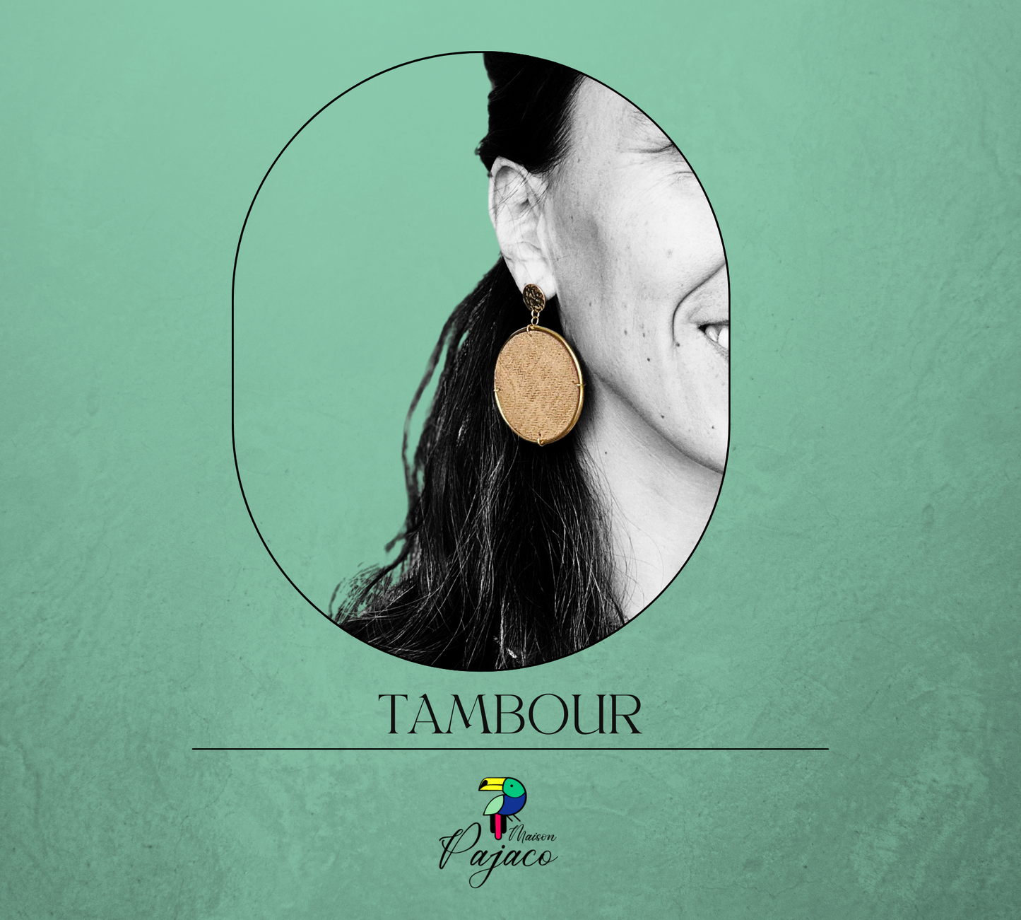 Boucles d'oreilles - Tambour - Camel tressage doré