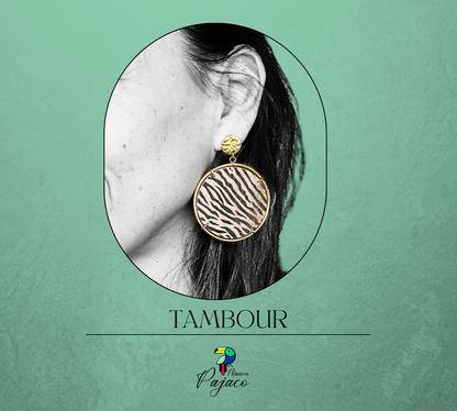 Boucles d'oreilles - Tambour - zébré