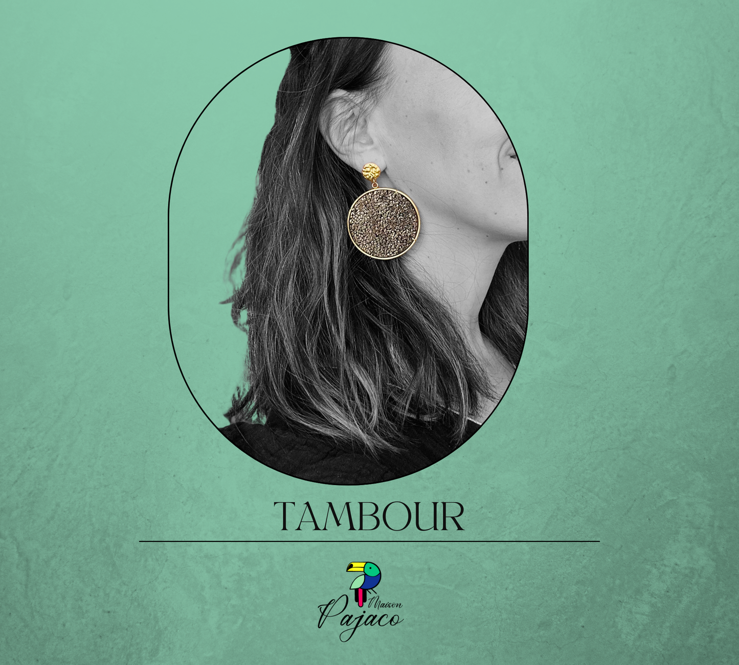 Boucles d'oreilles - Tambour - Noir scintillant