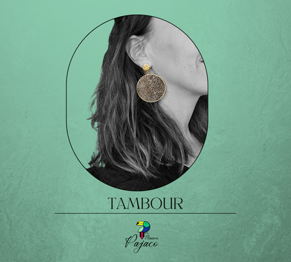 Boucles d'oreilles - Tambour - Noir scintillant