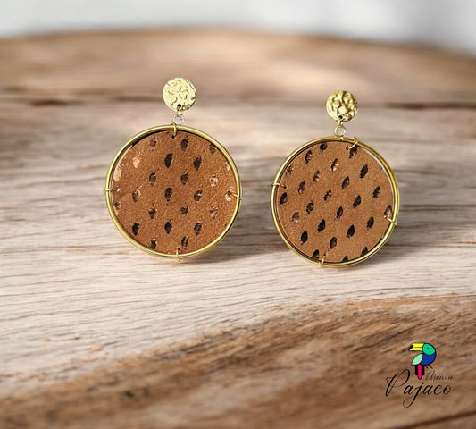 Boucles d'oreilles - Tambour - Marron goutte cuivrée
