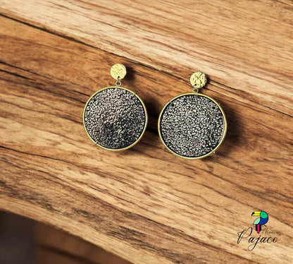Boucles d'oreilles - Tambour - Noir scintillant