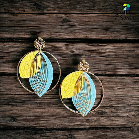 Boucles d'oreilles - Cléopâtre - Jaune et turquoise