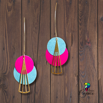 Boucles d'oreilles - Vice et Versa -  turquoise et fuchsia
