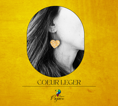 Boucle d'oreille - Coeur léger cuir graouu jaune