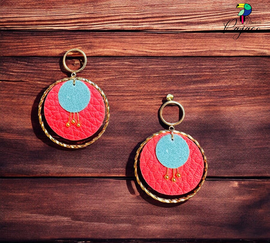 Boucles d'oreilles - Flores (3 cm) - Corail et turquoise