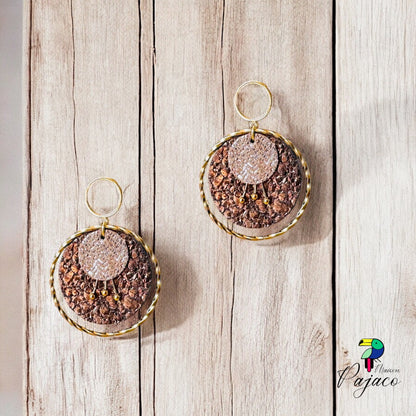 Boucles d'oreilles - Flores (3 cm) - Camel doré et cuivre