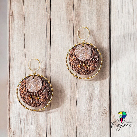 Boucles d'oreilles - Flores (3 cm) - Camel doré et cuivre